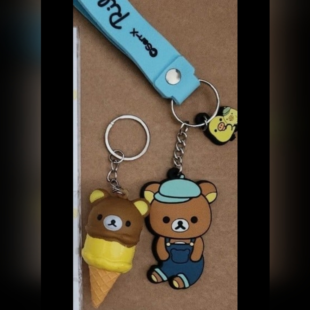Rilakkuma 1 squishy keychain and 1 regular Keychain